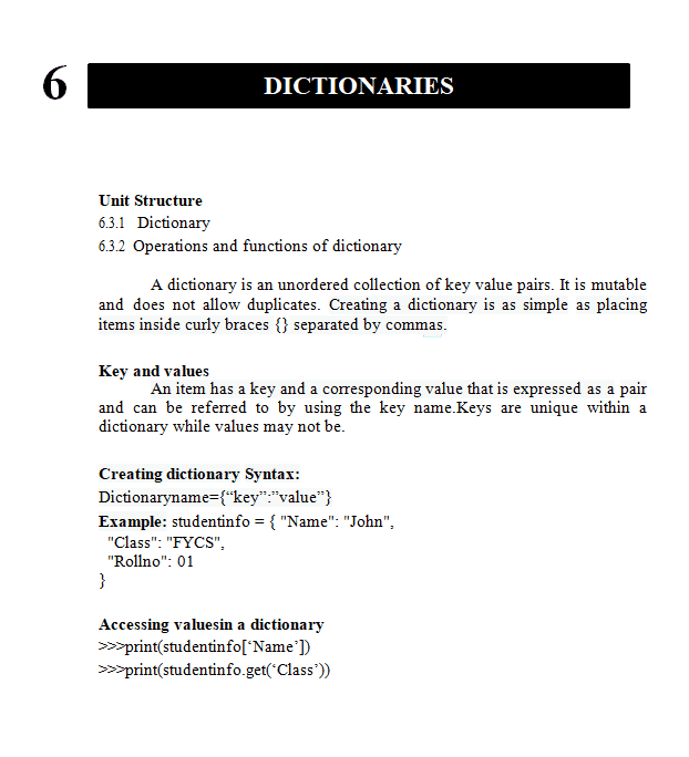 Dictionaries
