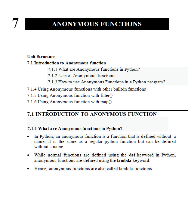 Anonymous Functions