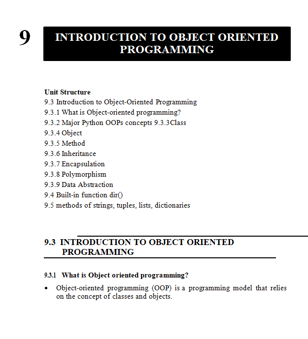 Introduction to Object Oriented Programming