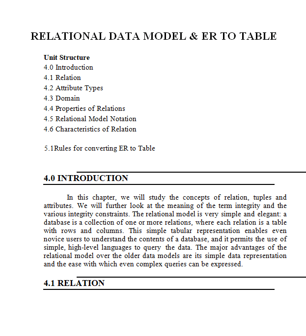 Relational Data Model and ER TO TABLE