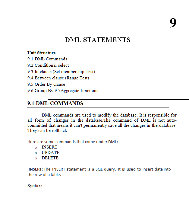 DDL Statements