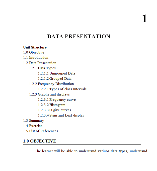 Data Presentation Notes