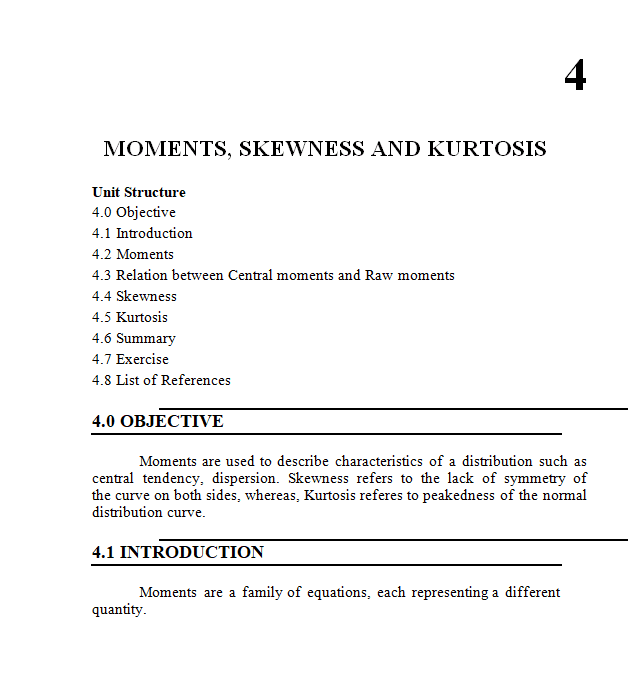 Moments, Skewness And Kurtosis
