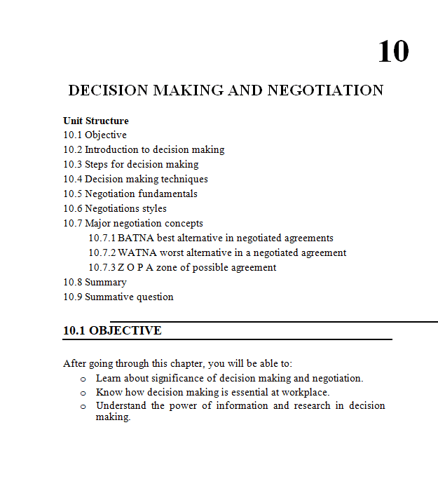 Decision Making and Negotiation